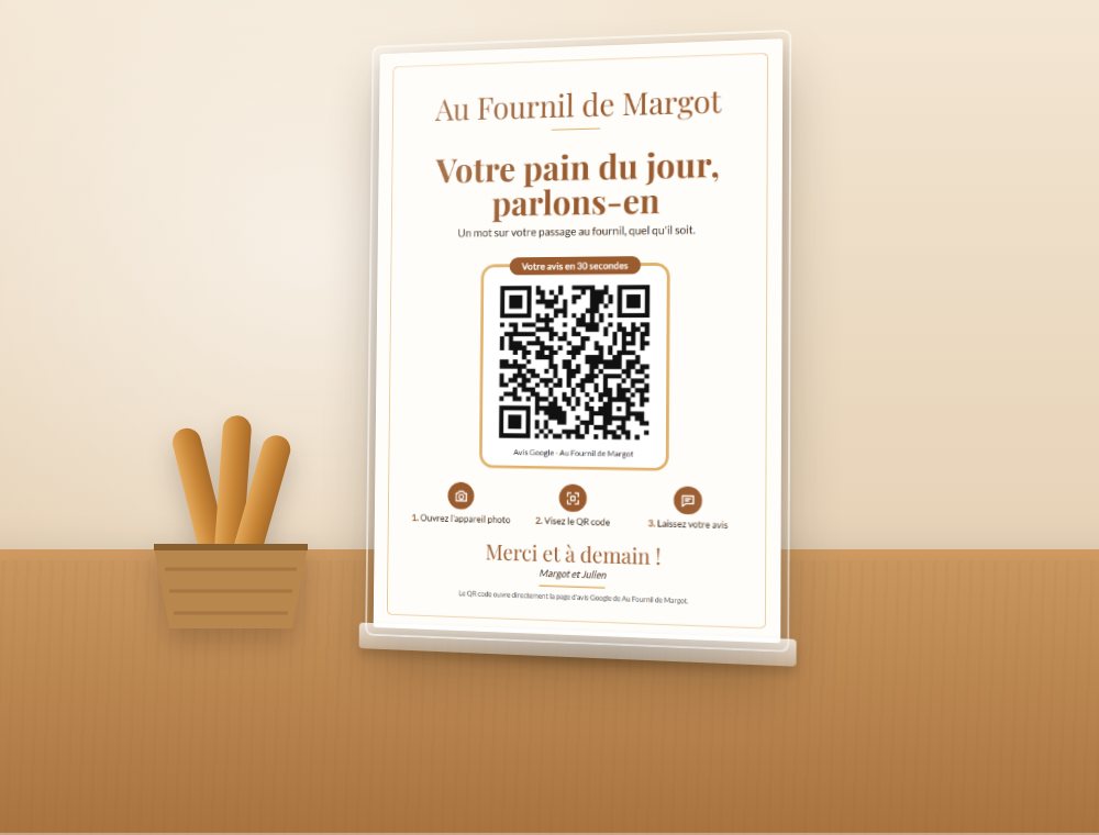 Exemple d'affiche d'avis posée sur le comptoir d'une boulangerie